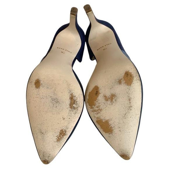 COLE HAAN NAVY BLUE RENDIN II LEATHER/SUEDE PUMP HEEL. WOMEN’S SIZE 7 - Picture 6 of 6